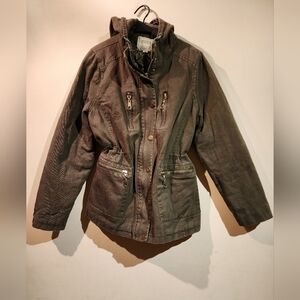 Zanzea Army Green Light Weight Parka Zippered Jacket With Gold  Embellishments